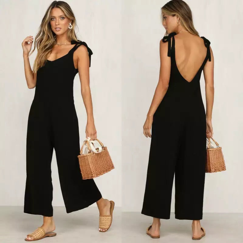 Combinaison Femme Chic Aérée Pantalon Large Tissu Léger-4
