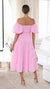 Robe d'Été Femme Midi Épaules Dénudées Chic en Tissu Doux-4