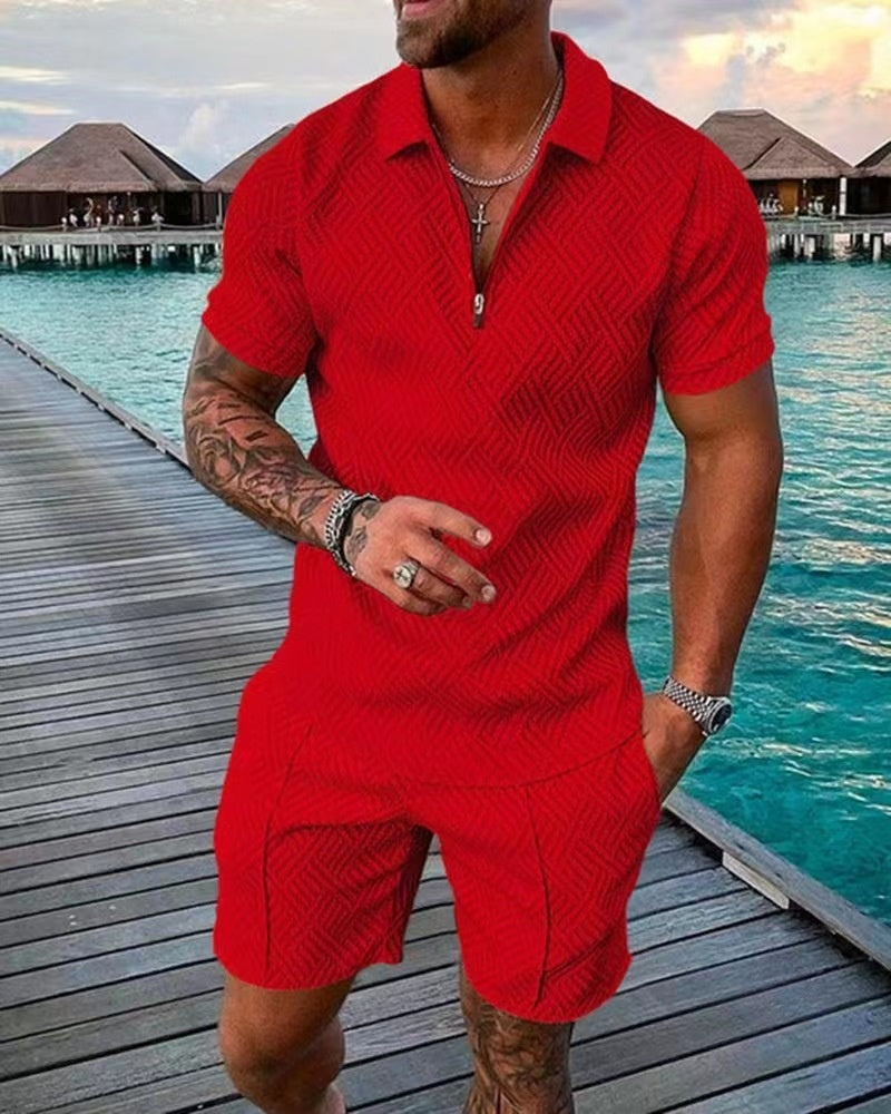 Variant image for Ensemble Été Homme Chemise Décontractée Coton et Short Confortable-17