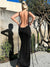 Robe Longue Femme Noire Décolleté Dos Tissu Élastique Maxi-3