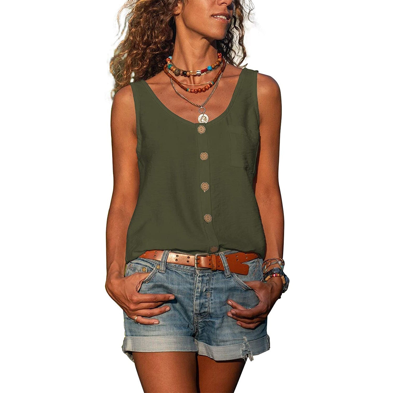Haut Femme Élégant Ajusté Tissu Léger-5