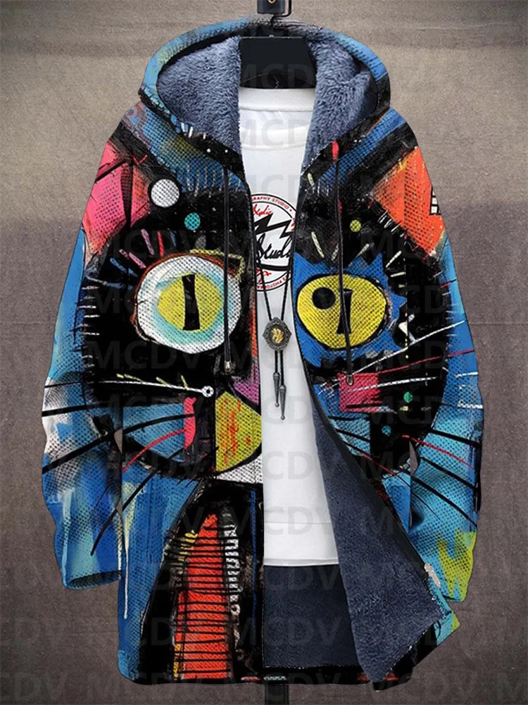 Variant image for Manteau Femme Hiver Confortable Motif Chat Mélange Tissus Doux-15