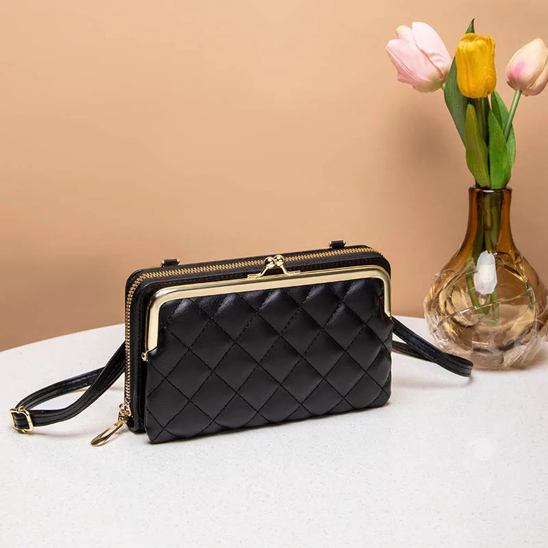 Sac Bandoulière Femme Compact Cuir Végétalien avec Compartiments 3