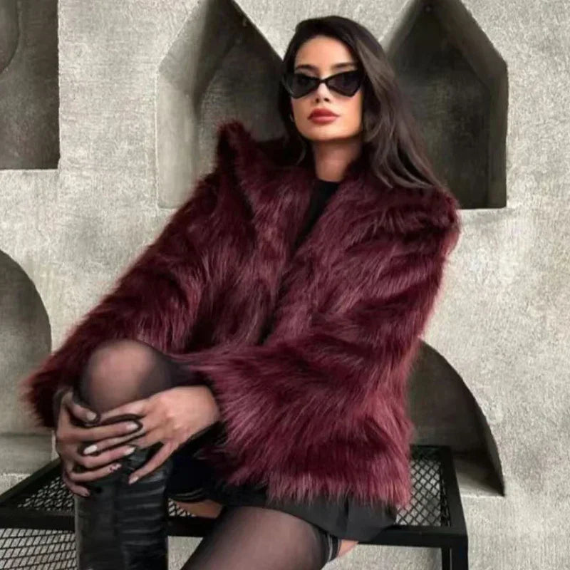 Veste Hiver Femme Douce en Peluche Polyester Tendance 2