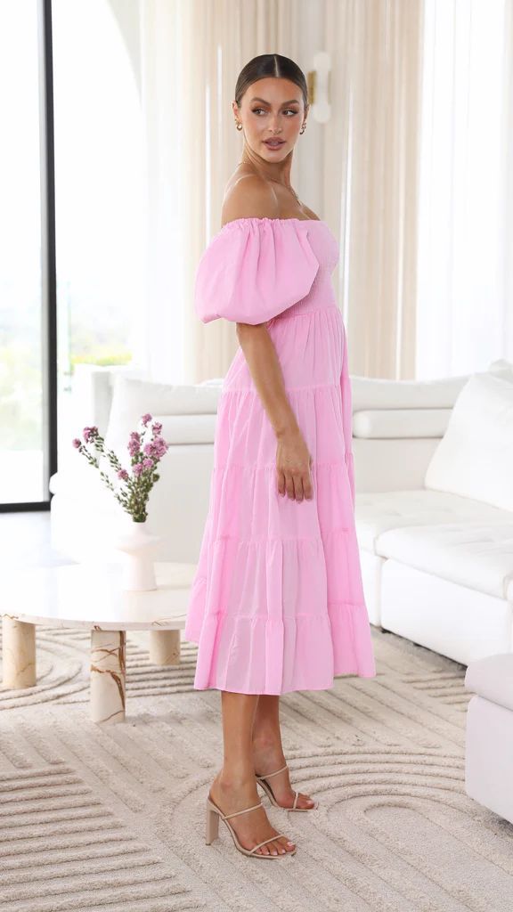 Robe d'Été Femme Midi Épaules Dénudées Chic en Tissu Doux-3