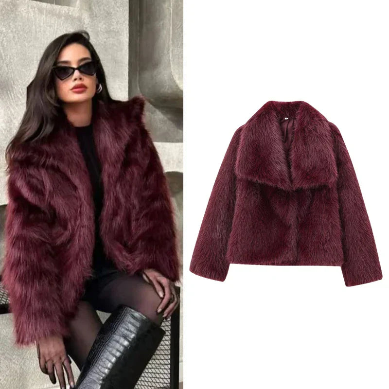Veste Hiver Femme Douce en Peluche Polyester Tendance 5