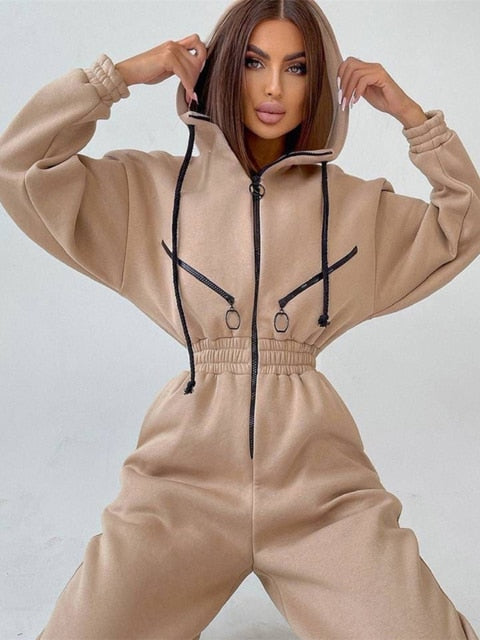 Variant image for Combinaison Femme Décontractée avec Capuche en Mélange de Coton et Polyester-25