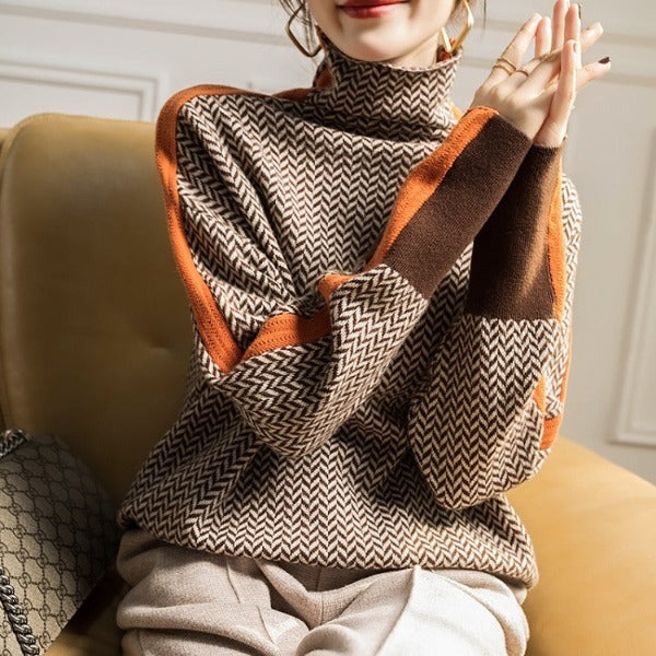 Pull Femme Rayé en Tricot Ajusté 100% Acrylique 3