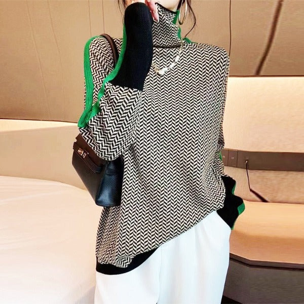 Pull Femme Rayé en Tricot Ajusté 100% Acrylique 2