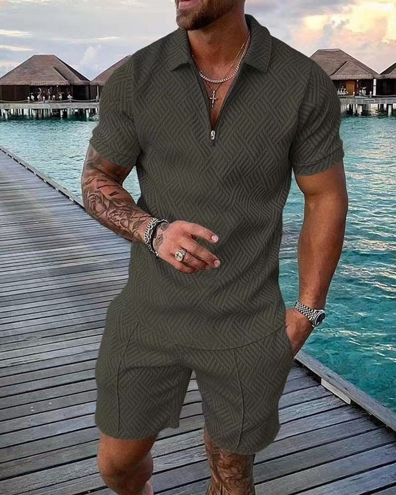 Variant image for Ensemble Été Homme Chemise Décontractée Coton et Short Confortable-25