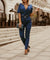Combinaison Femme Chic Col V Demi-Manches Polyester Élégante-1