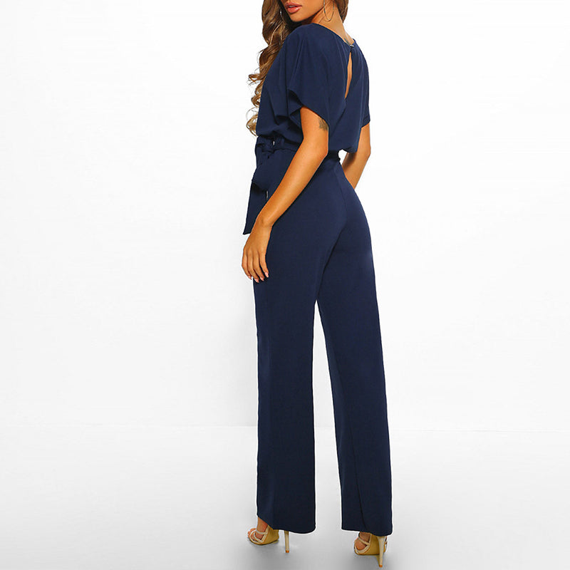 Combinaison Femme Chic à Jambes Larges en Polyester-6