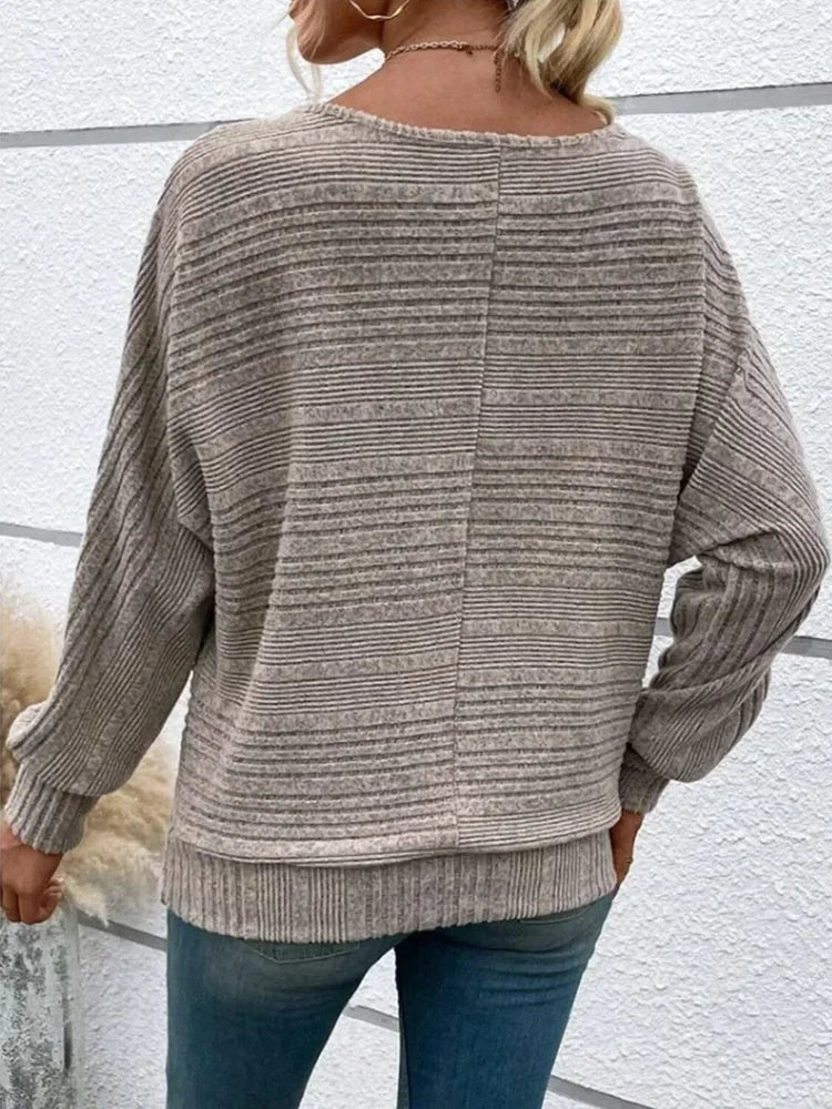 Pull Femme à Rayures Décontracté en Coton et Acrylique 6