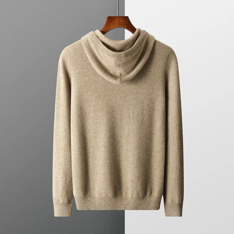 Sweat à Capuche Femme Beige Confortable en Mélange de Laine-2