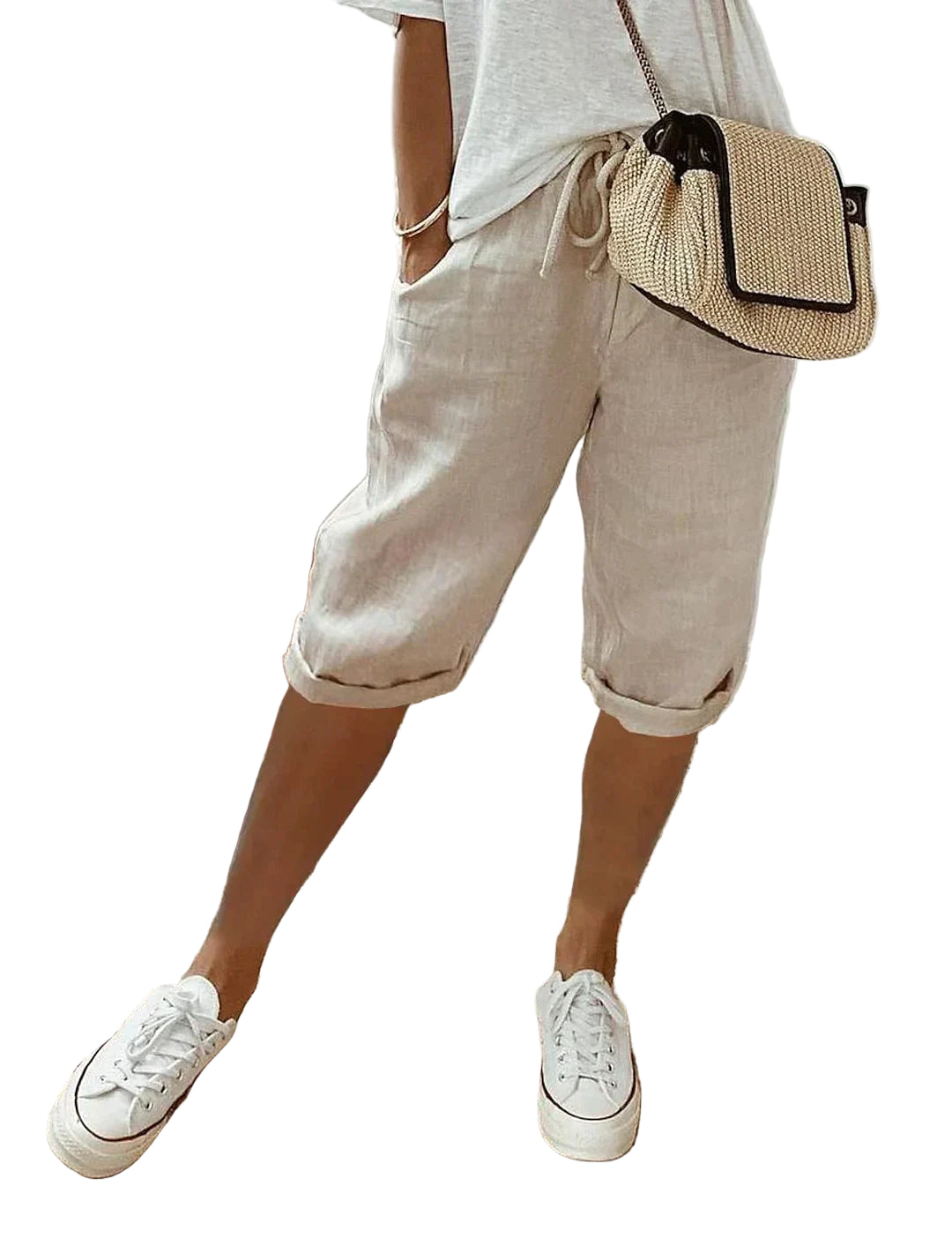 Pantalon Fluide Femme Élégant en Lin pour l'Été-1
