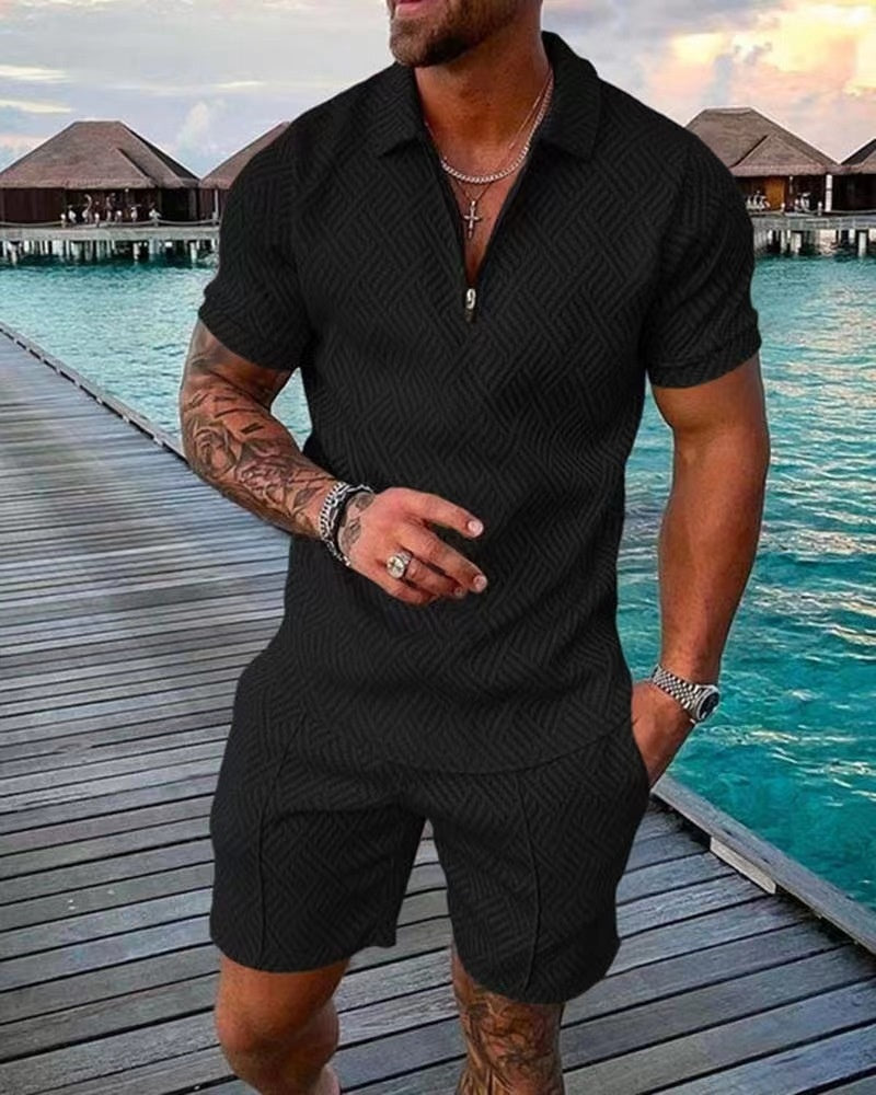 Variant image for Ensemble Été Homme Chemise Décontractée Coton et Short Confortable-9