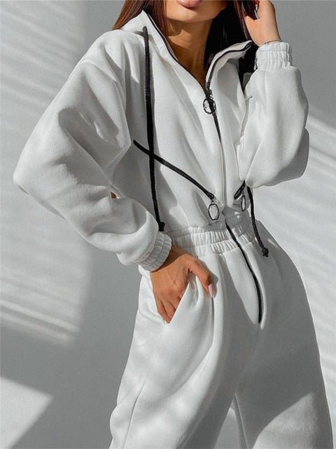 Variant image for Combinaison Femme Décontractée avec Capuche en Mélange de Coton et Polyester-31