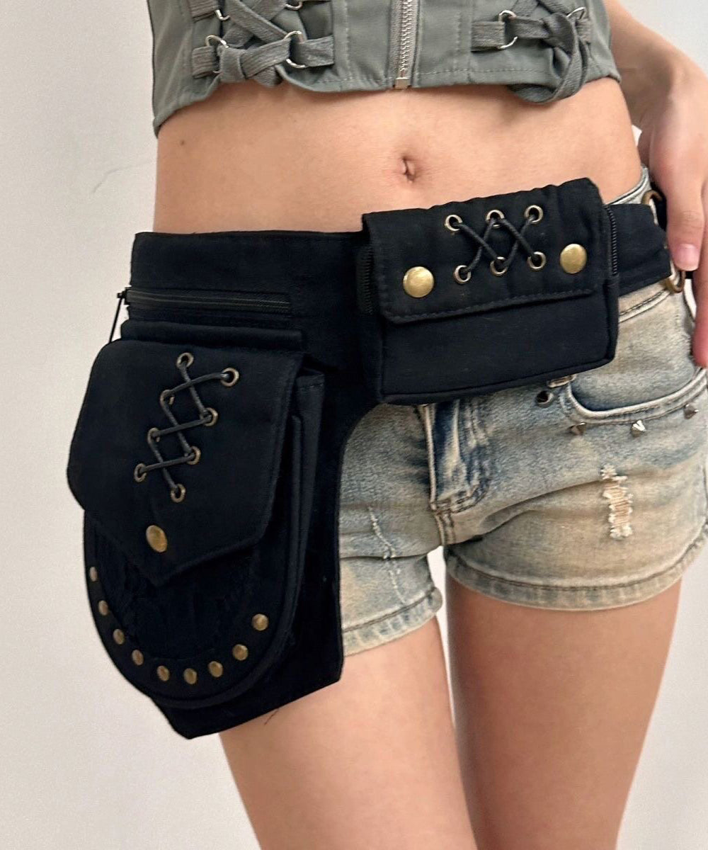 Sac Latéral Homme Rétro Avec Rivets et Ceinture Large 1