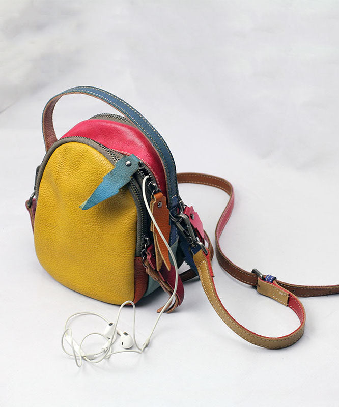 Sac à Main Femme Cuir Patchwork Coloré avec Poches Intérieures et Fermeture Éclair 0