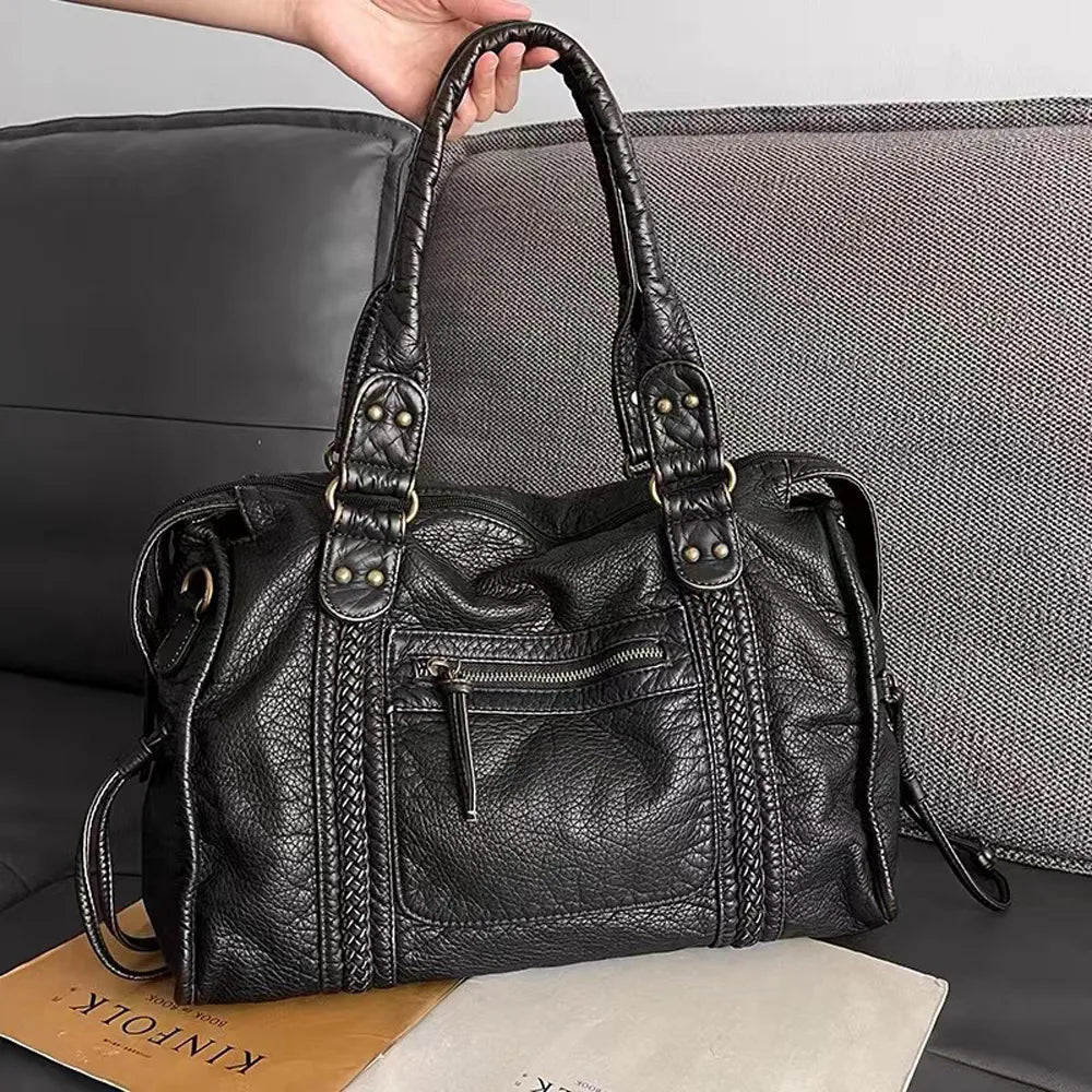 Sac à Main Noir pour Femmes au Style Vintage 0