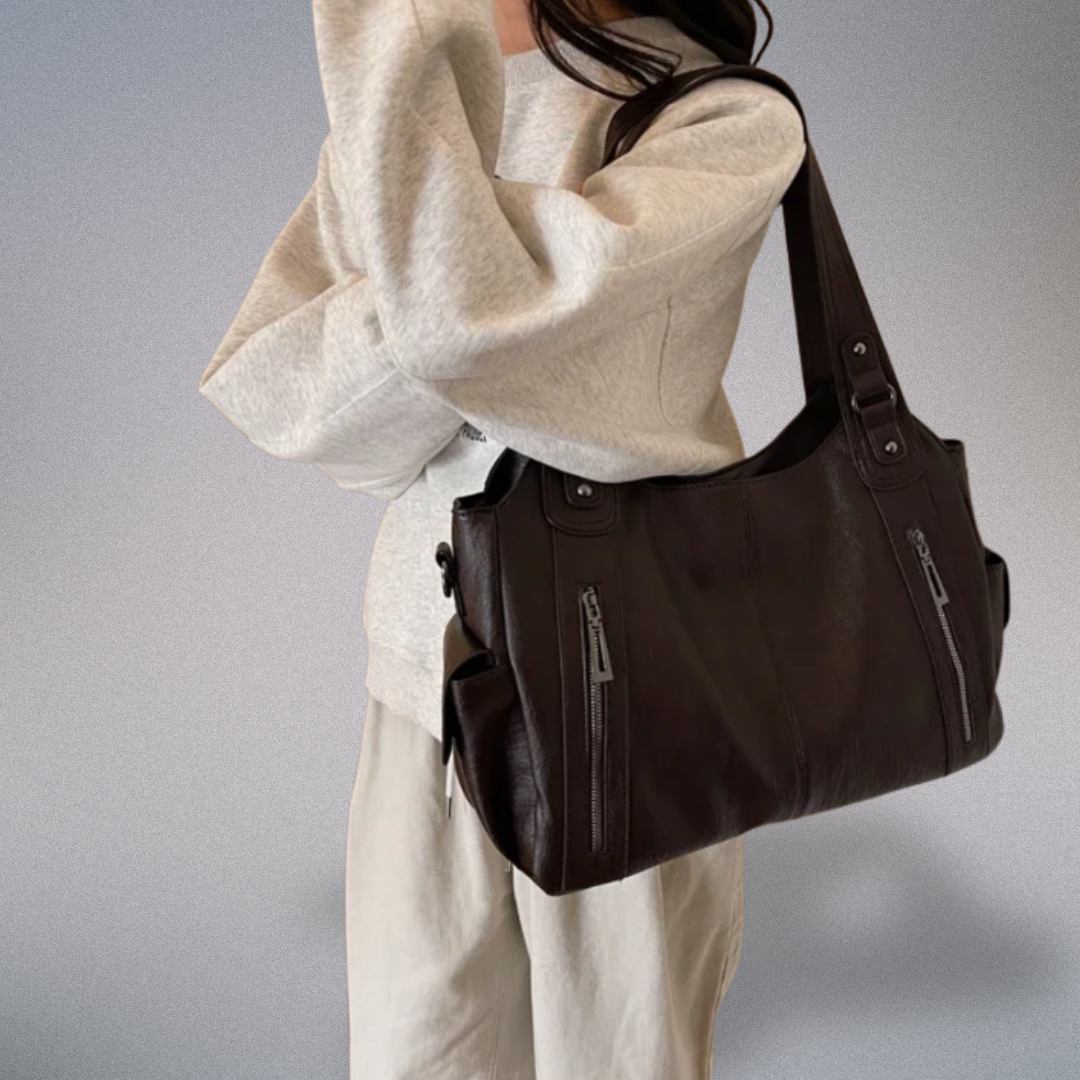 Sac à bandoulière pour femmes en cuir vegan avec accents métalliques 8