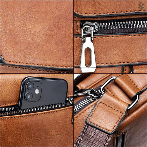 Sac à dos en cuir pour ordinateur portable, sac de travail, sac à bandoulière 3