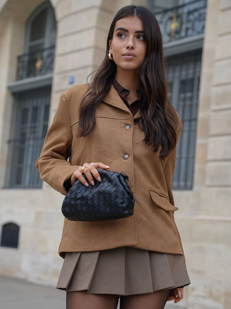 Sac à main mini en cuir vegan tissé pour femmes 4