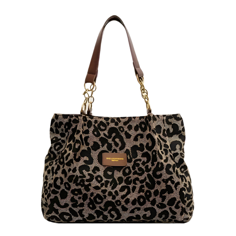 Sac fourre-tout imprimé léopard pour femme en toile 0
