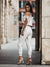 Combinaison Femme Chic Épaules Ouvertes Col en V Polyester-3