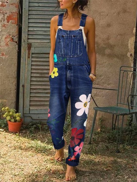 Salopette en Denim Sans Manches pour Femme 1