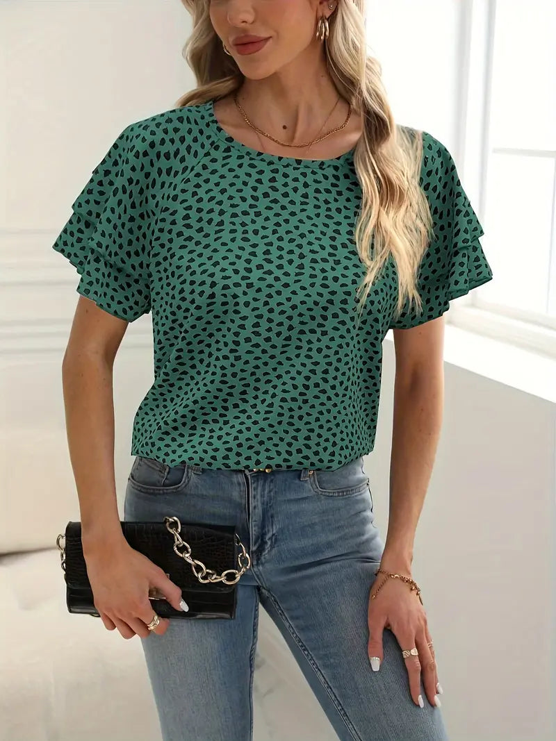 Variant image for Chemisier Femme Chic à Volants 100% Polyester-1