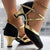 Sandales À Talons Femmes Dorées En Cuir À Bride Étroite 3