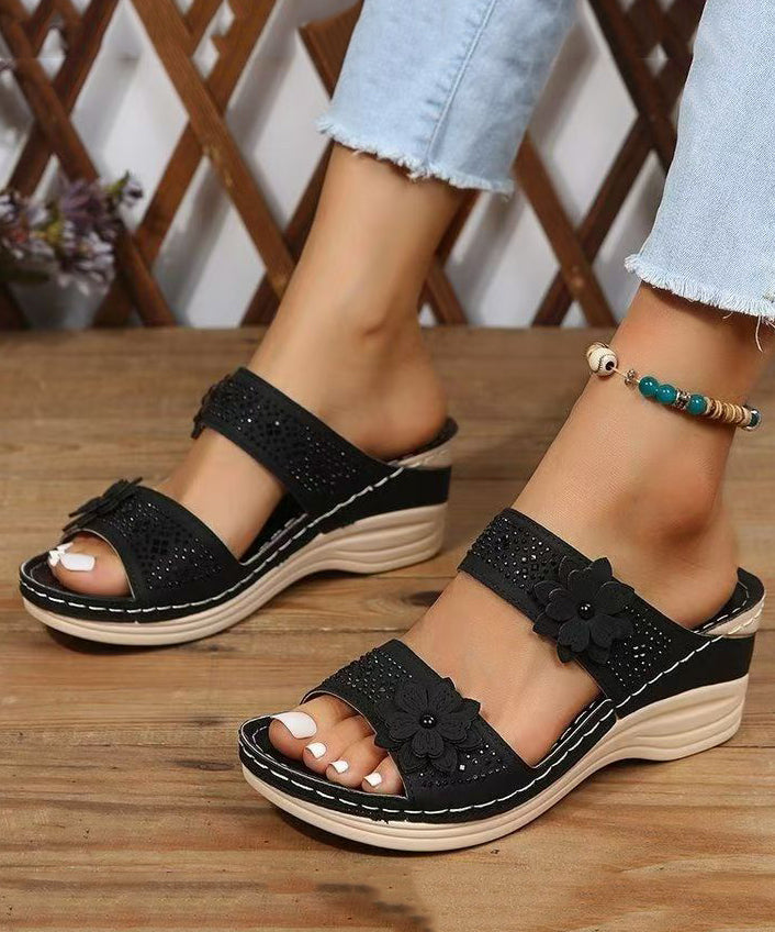 Sandales Compensées Femme Style Floral 3