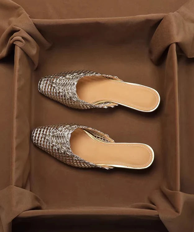 Sandales Femme Ajourées à Enfiler avec Détails Dorés 4