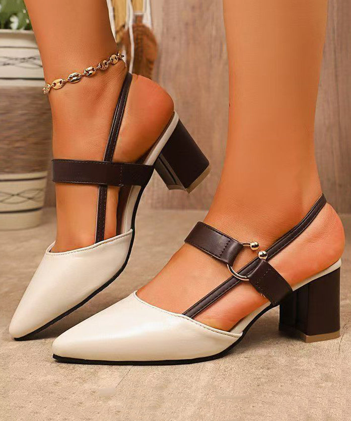 Sandales Femme à Talon Épais Bout Pointu Style Moderne 1