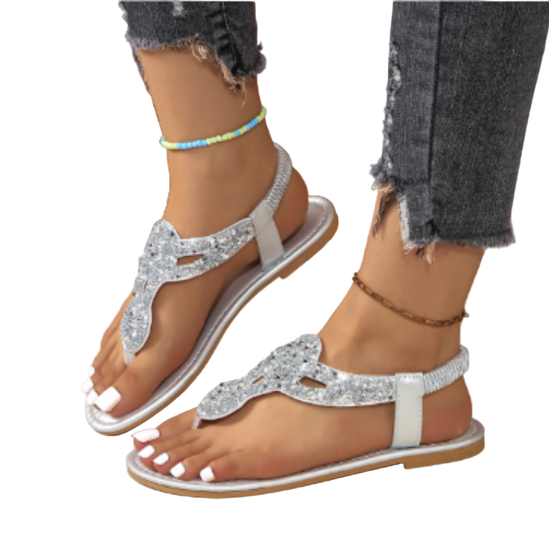 Sandales Femmes Modernes avec Cristaux Synthétique et Textile 0
