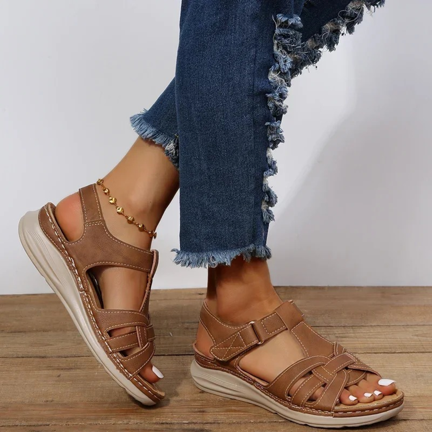 Sandales Pour Femmes Confortables En Cuir Avec Semelle Souple 4