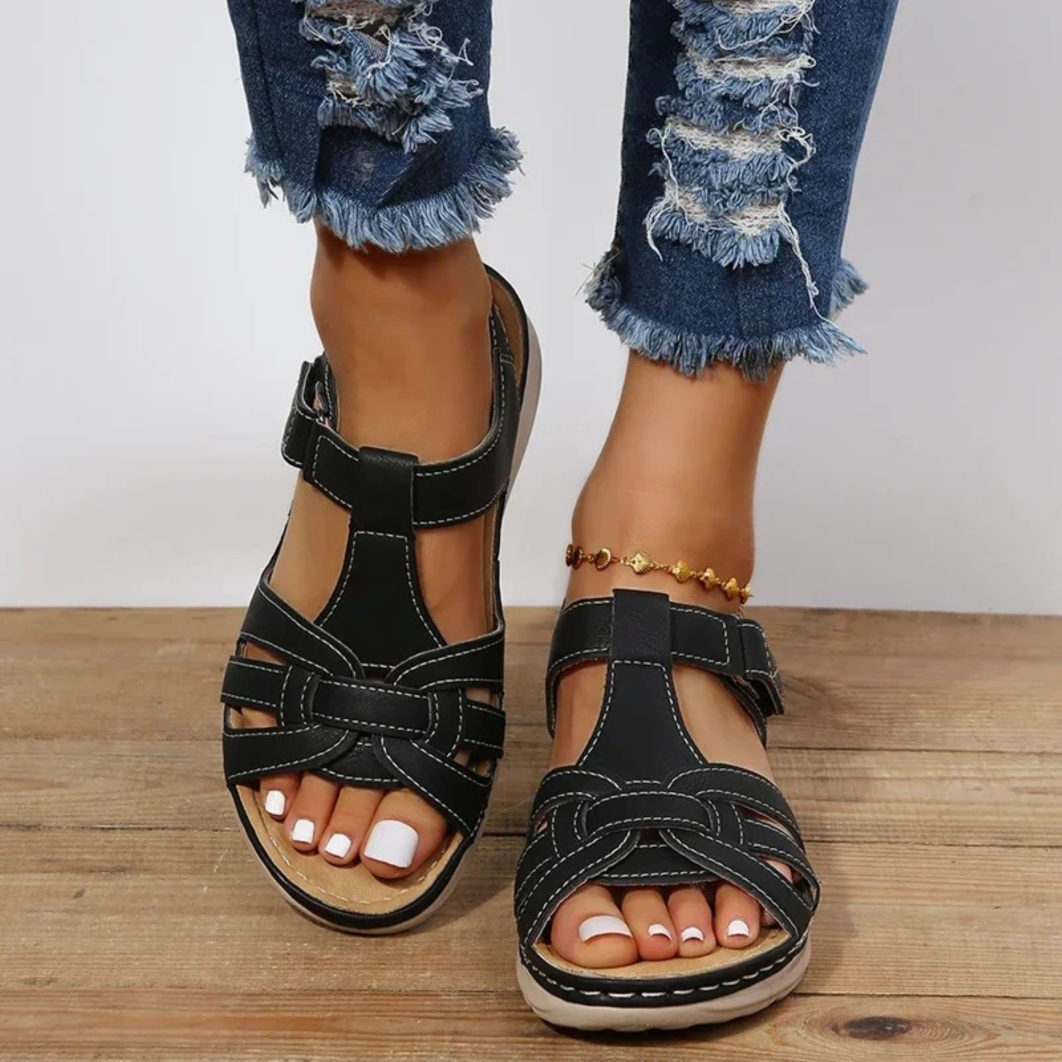 Sandales Pour Femmes Confortables En Cuir Avec Semelle Souple 6