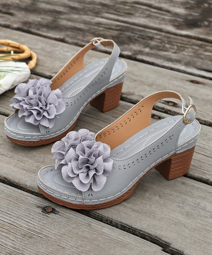 Sandales pour Femmes à Talon Épais avec Motif Floral 1
