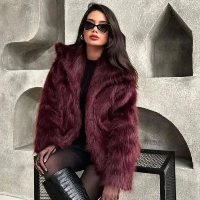 Veste Hiver Femme Douce en Peluche Polyester Tendance 3