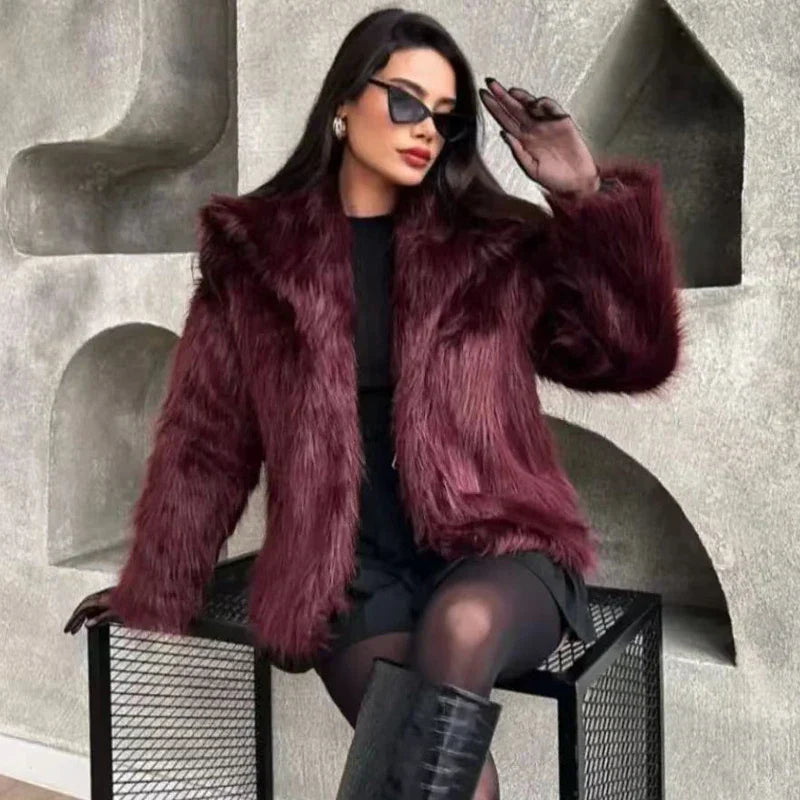Veste Hiver Femme Douce en Peluche Polyester Tendance 4