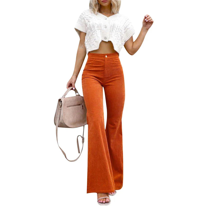 Pantalon évasé en velours côtelé pour femmes