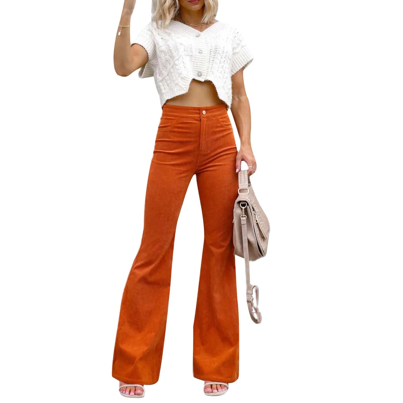 Pantalon évasé en velours côtelé pour femmes