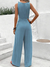Combinaison Femme Chic Sans Manches Tissu Léger Jambes Larges-2