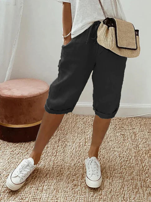 Variant image for Pantalon Fluide Femme Décontracté Coton avec Poches Latérales-25