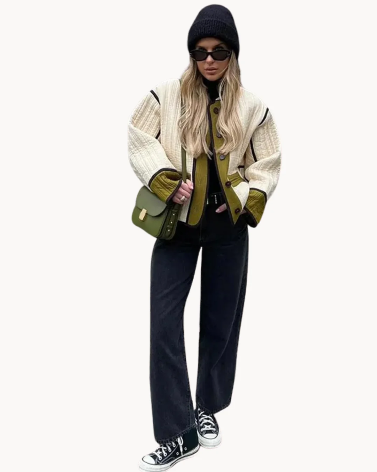 Veste Femme Élégante Polyvalente en Mélange de Polyester et Coton 3