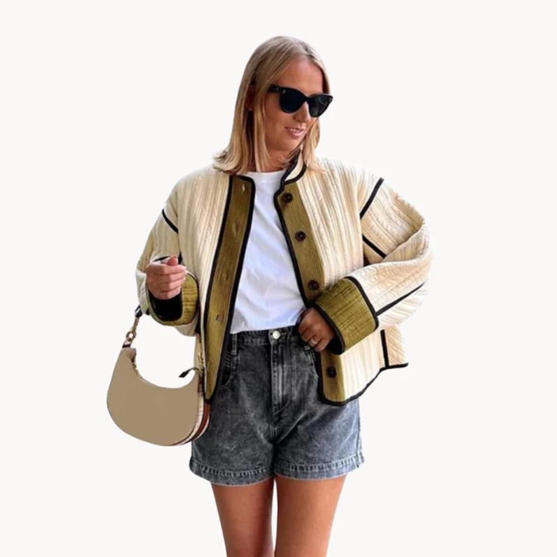 Veste Femme Élégante Polyvalente en Mélange de Polyester et Coton 1