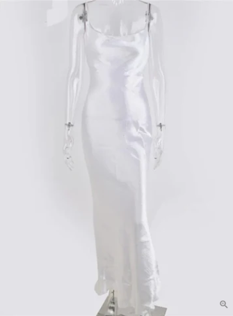 Variant image for Robe Longue Femme Satinée Sans Dos Sangles Spaghetti Maxi-25