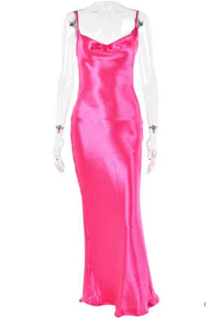 Variant image for Robe Longue Femme Satinée Sans Dos Sangles Spaghetti Maxi-17