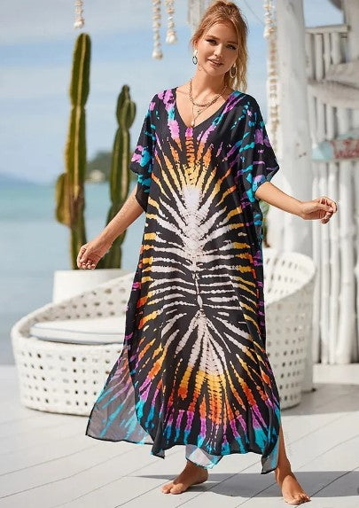 Variant image for Robe Longue Femme Bohème Imprimée Arc-en-Ciel 100% Polyester-17